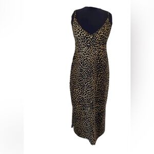 Dolce & Gabbana Leopard Print Slip Midi Dress in Black and Gold